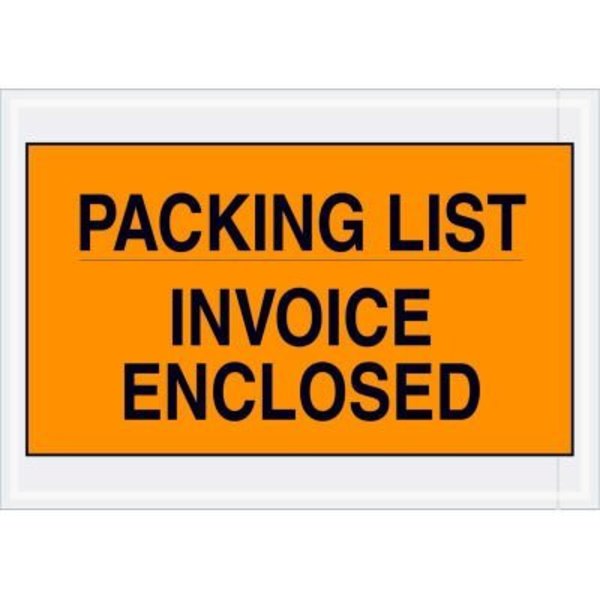 Box Packaging Full Face Envelopes, "Packing List/Invoice Enclosed" Print, 10"L x 7"W, Orange, 1000/Pack PL419